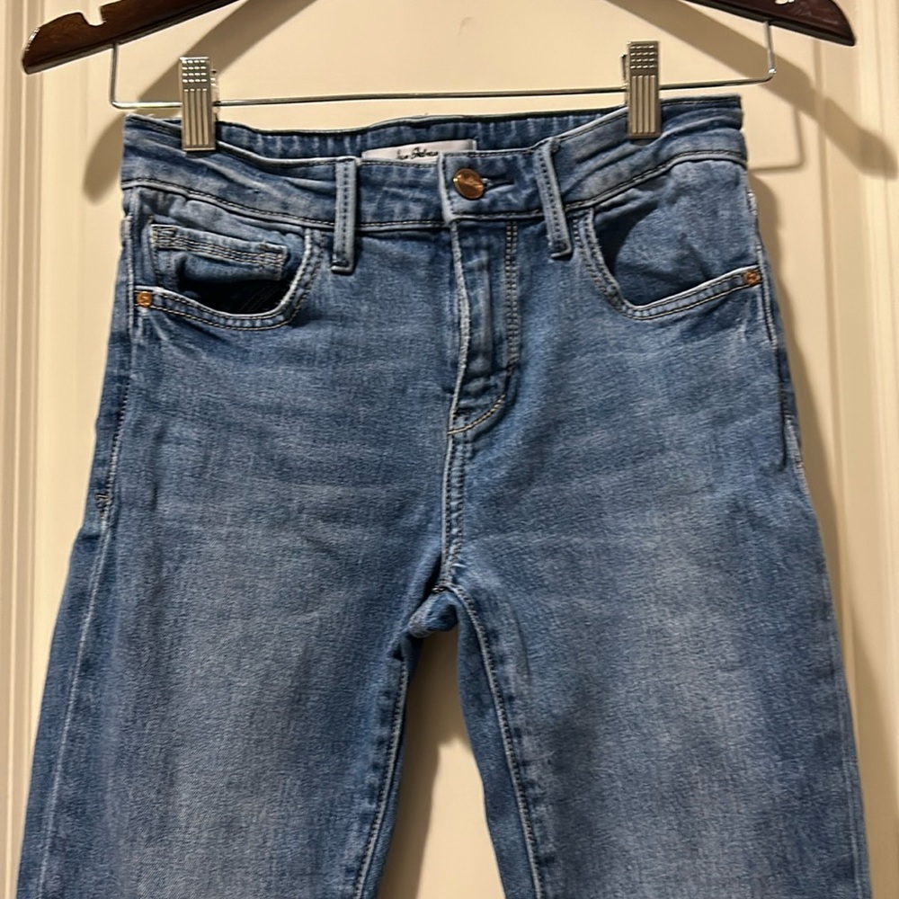 Sam Edelman womens The Kitten Straight Mid Rise Jeans frayed hem size 25
